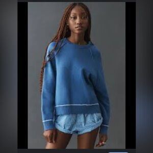 Anthropologie Blue Crew Neck Sweater
